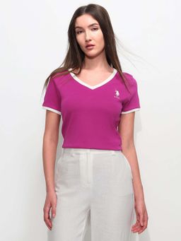 U.S. POLO ASSN. - Purple Cotton Half Sleeves T-Shirt