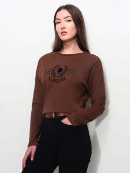 U.S. POLO ASSN. - Brown Cotton Full Sleeves T-Shirt