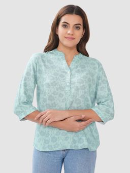 Bonjour - Grey Cotton Three Fourth Sleeves Tunic