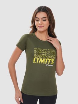 Bonjour - Olive Cotton Half Sleeves T-Shirt