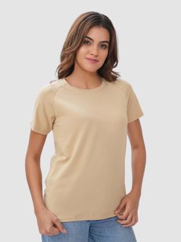 Bonjour - Beige Cotton Half Sleeves T-Shirt