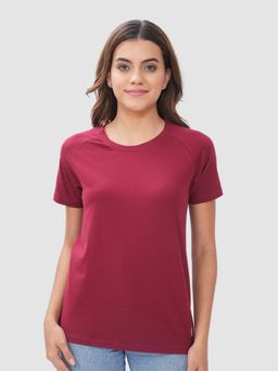 Bonjour - Maroon Cotton Half Sleeves T-Shirt