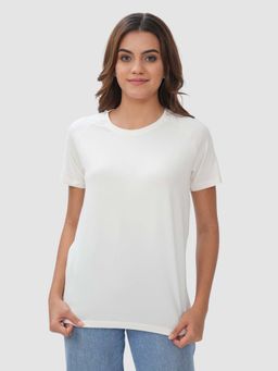 Bonjour - Off White Cotton Half Sleeves T-Shirt
