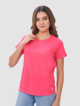 Bonjour - Pink Cotton Half Sleeves T-Shirt