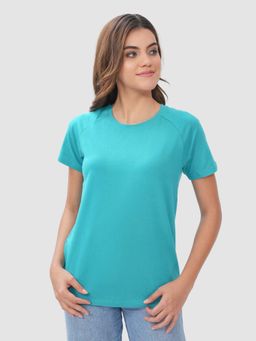 Bonjour - Turquoise Cotton Half Sleeves T-Shirt