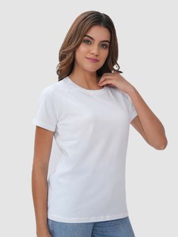 Bonjour - White Cotton Half Sleeves T-Shirt