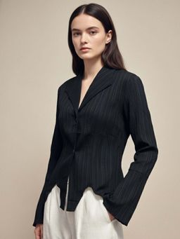 Outzidr - Black Polyester Full Sleeves Shirt