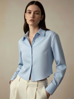 Outzidr - Blue Polyester Full Sleeves Shirt