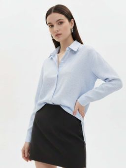 Outzidr - Blue Polyester Full Sleeves Shirt