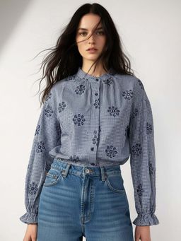 Outzidr - Blue Polyester Full Sleeves Shirt