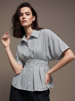 Outzidr - Blue Polyester Half Sleeves Shirt