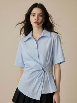 Outzidr - Blue Polyester Full Sleeves Shirt