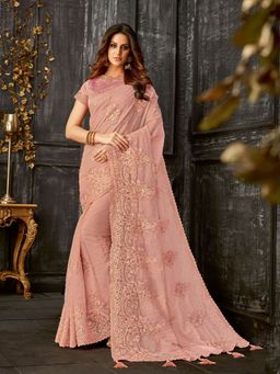 Odette - Pink Tissue Designer Saree with Unstitched Blouse