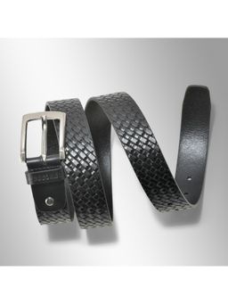 WOODLAND - Men Leather Textured Black Belt