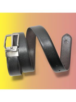WOODLAND - Men Leather Textured Reversible Black Belt