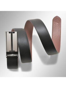 WOODLAND - Men Leather Textured Reversible Black Belt
