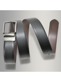WOODLAND - Men Leather Textured Reversible Black Belt