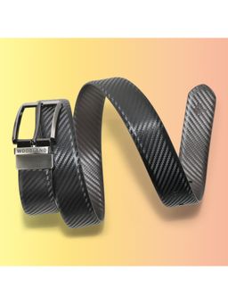 WOODLAND - Men Leather Textured Reversible Black Belt