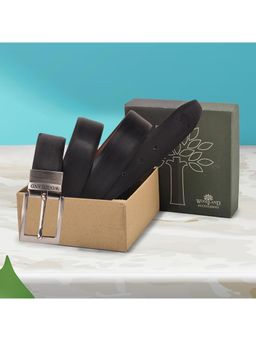 WOODLAND - Men Leather Solid Reversible Black Belt
