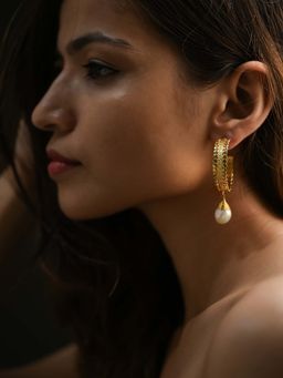 Heena Mittal - Suni Hoop with Pearl White Hoop Earrings