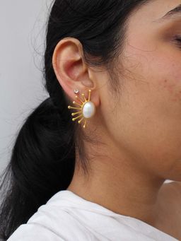 Heena Mittal - Aadha Sitara Pearl White Stud Earrings