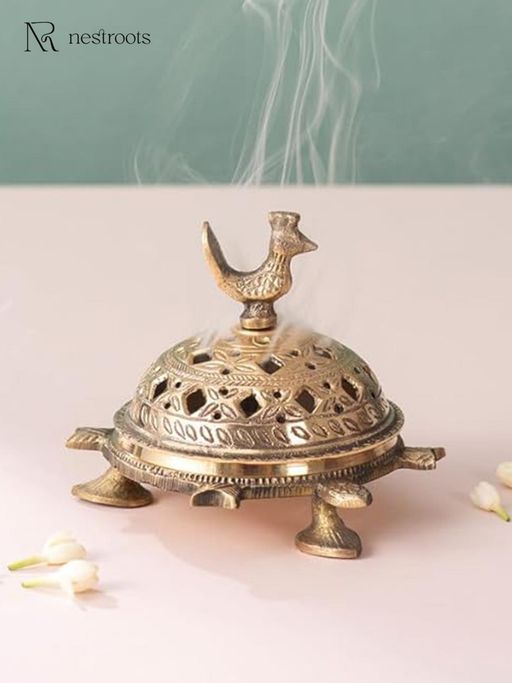 Nestroots Elegant Brass Dhoop Holder Bowl
