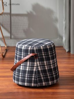 Nestroots - Hoist Collection Black Pouf With Faux Leather Strap
