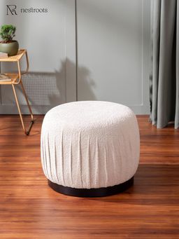 Nestroots - Luxe Collection Cream Fabric Pouf Ottoman
