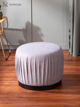 Nestroots - Luxe Collection Grey Fabric Pouf Ottoman