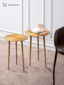 Nestroots - Cosmo Aluminium Rings End Table in Gold Color (Pack of 2)