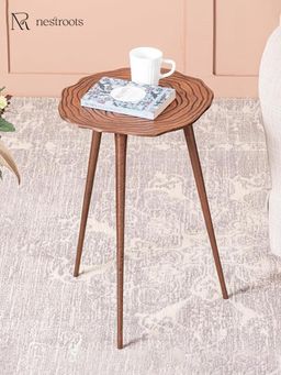 Nestroots - Cosmo Aluminium Floral End Table in Copper Color
