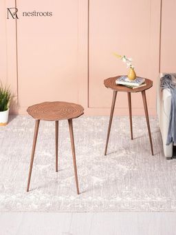 Nestroots - Cosmo Aluminium Floral End Table in Copper Color (Pack of 2)