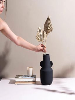 Nestroots - Sophisticated Black Textured Metallic Vase