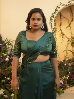 Saanjh by Lea - Ila Emerald Embroidered Corset Blouse