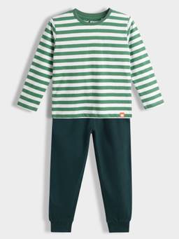 Orange Sugar - Unisex Stripes Green T-Shirt With Joggers
