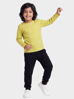 Orange Sugar - Unisex Solid/Plain Yellow T-Shirt With Joggers