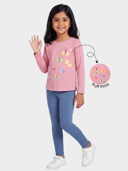 Orange Sugar - Girls Printed Pink Co-Ord Set