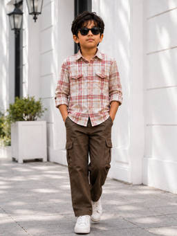 Purple United Kids - Boys Checks White Shirt