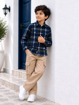Purple United Kids - Boys Checks Blue Shirt