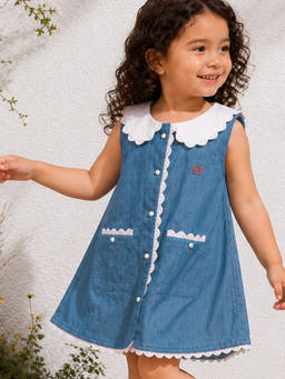 Purple United Kids - Girls Solid/Plain Blue Mini Dress
