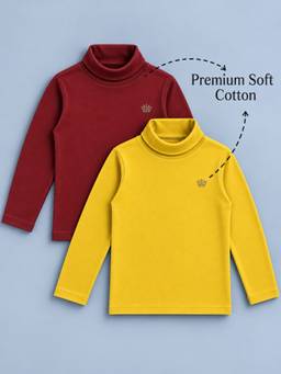 PLUM TREE - Girls Solid/Plain Multi-Color 2 T-Shirts