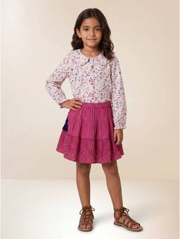 ZONE - Girls Floral Pink Top With Skirt