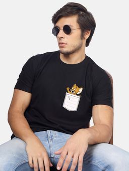 Greylongg - Black Comfortable Mens Round Neck T-Shirt