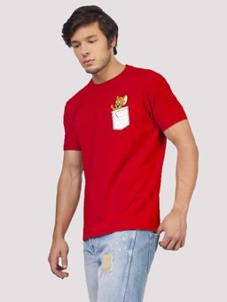 Greylongg - Red Comfortable Mens Round Neck T-Shirt