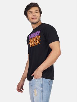 Greylongg - Black Comfortable Mens Round Neck T-Shirt