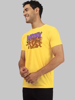 Greylongg - Yellow Comfortable Mens Round Neck T-Shirt