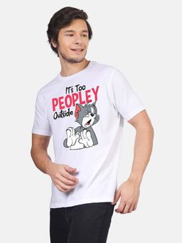 Greylongg - White Comfortable Mens Round Neck T-Shirt