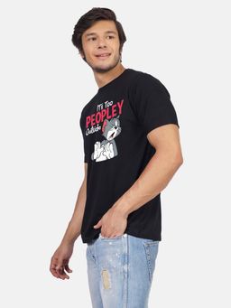 Greylongg - Black Comfortable Mens Round Neck T-Shirt
