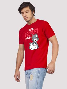 Greylongg - Red Comfortable Mens Round Neck T-Shirt