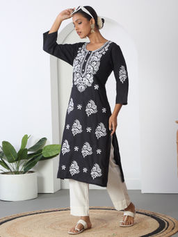 Likha - Rayon Authentic Chikankari Straight Kurta LIKLBKU61